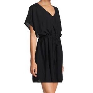 Lands' End Med/Large Black Drawstring Waist Tunic Swimsuit Cover Up 100% Modal